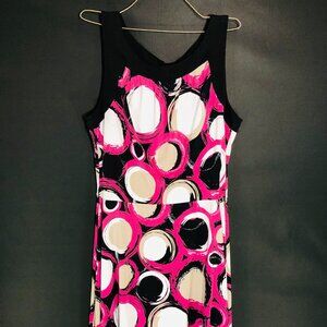 Max & Cleo Sleeveless A-Line Dress – Bold Circle Print – Size L